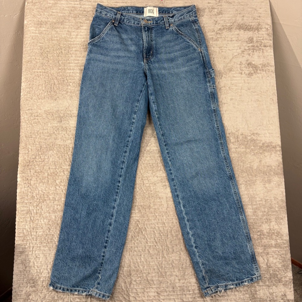 BDG‎ Urban Outfitters Carpenter Jeans Medium Wash Straight Leg Distressed Hem 27